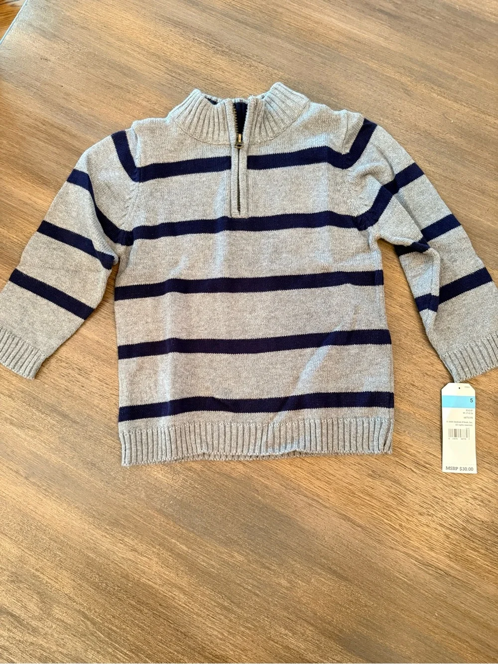 OshKosh Boys Quarter-Zip Striped Sweater Size 5 NWT